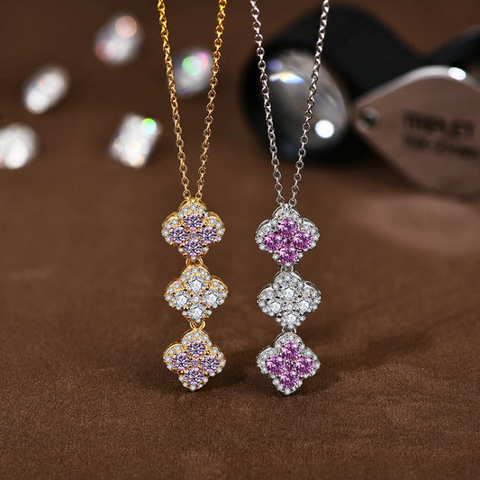 Triple Clover Moissanite Necklace