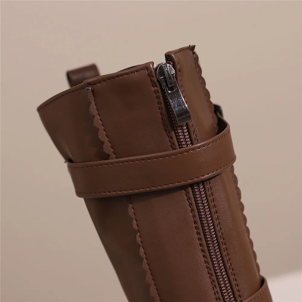 Vintage Belt Buckle Winter Boots