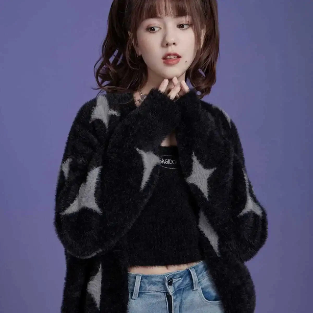 Star Print Cashmere Cardigan