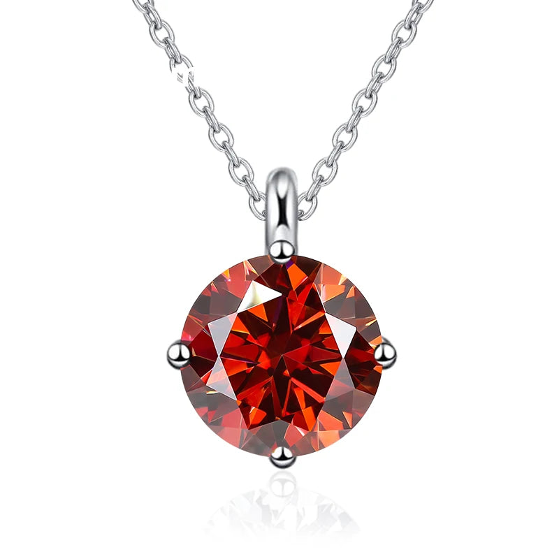Red gemstone necklace on a white background