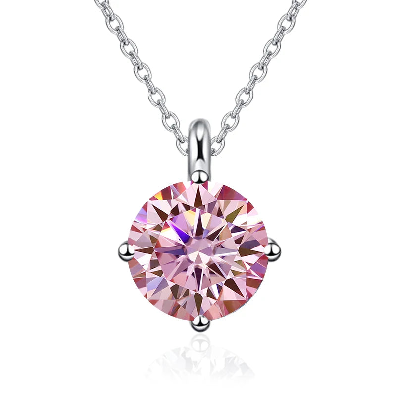 Pink gemstone necklace on a white background