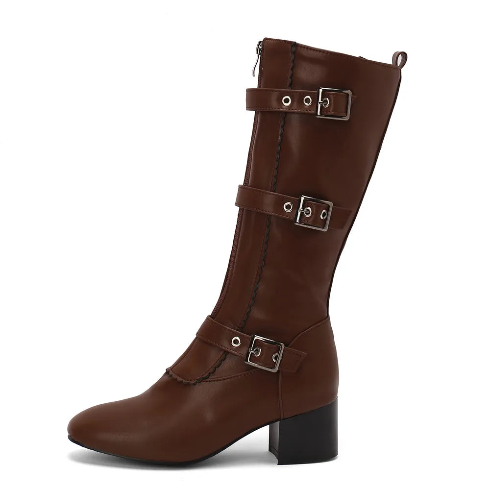 Vintage Belt Buckle Winter Boots