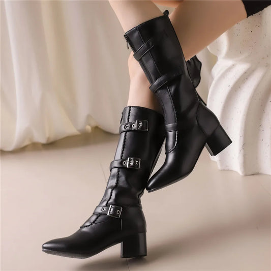 Vintage Belt Buckle Winter Boots