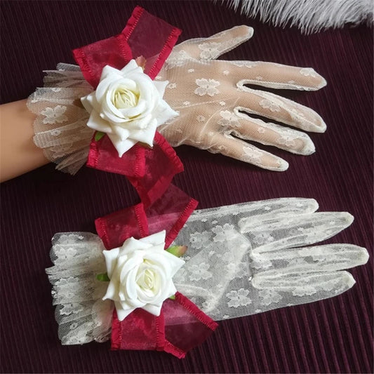 Handmade Gothic Rose Gloves