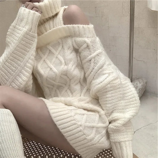 Off Shoulder Turtleneck Dress