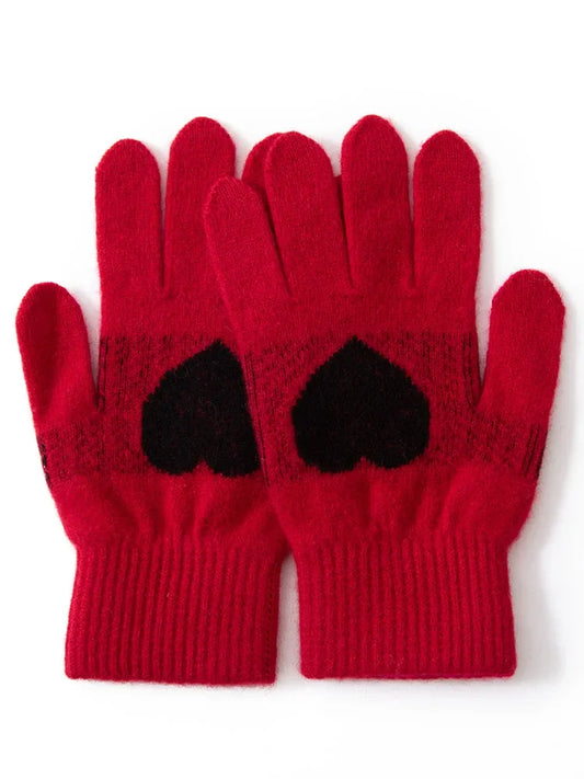 100% Baby Cashmere Heart Gloves