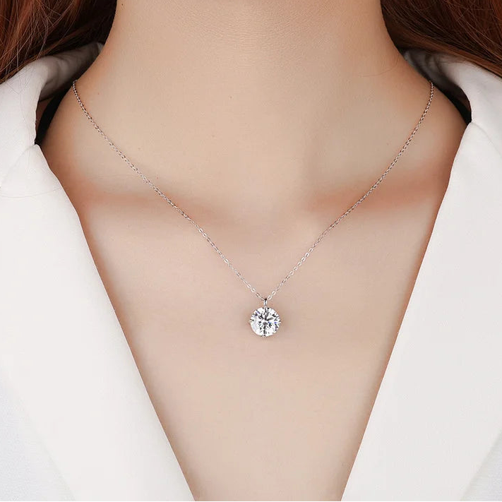 Elegant Moissanite Sterling Silver Necklace