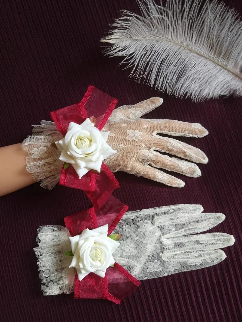 Handmade Gothic Rose Gloves