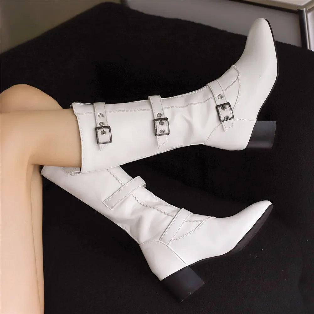 Vintage Belt Buckle Winter Boots